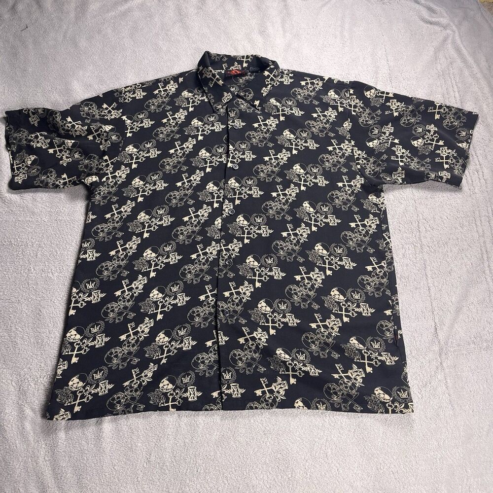 Dragonfly Clothing Shirt Men XL Skulls Skeleton Keys All Over Print Y2K Goth
